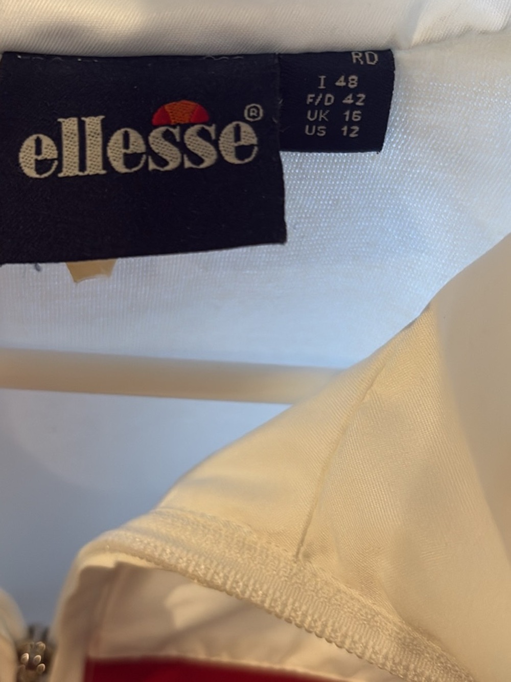 ellesse White Bomber Jacket with Red Stripe Accents - Picture 2 of 5